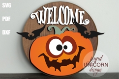 Spooky Pumpkin Welcome Sign SVG | Hallowen Pumpkin Sign SVG Product Image 1