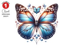 Butterfly with Floral Clipart, Spring Clipart Sublimation Product Image 1