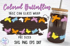 Colored butterflies | 16oz Libbey Glass Can Wrap Cut file Product Image 1