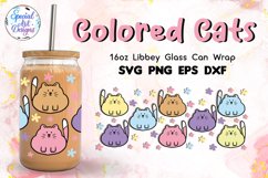 Colored Cats | 16oz Libbey Glass Can Wrap Cut file Product Image 1