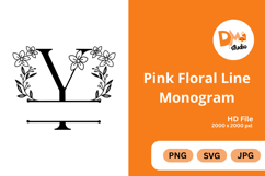 Pink Floral Line Monogram Product Image 1