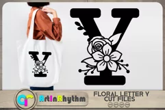 Floral letter Y svg cut file / Botanical alphabet SVG Product Image 1