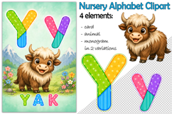 Nursery Alphabet Clipart, Flashcard Letter Y, Monogram PNG Product Image 1
