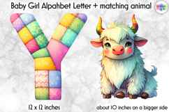 Cute Patchwork Baby Alphabet and Baby Animals PNG, Monogram Product Image 1