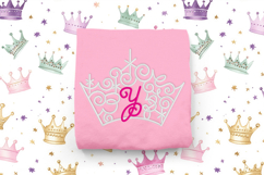Ornate Magical Tiara with Letter Y Embroidery