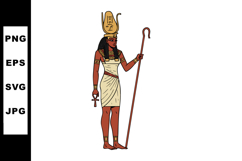 Ancient Egyptian goddess Isis holding ankh and staff illustr Product Image 1