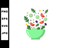 Fresh vegetable salad with cucumber tomato olives and greens Product Image 1