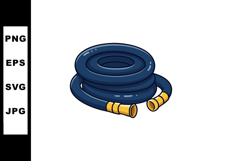 Garden Hose Coiled Dark Blue with Brass Connectors Vector Il Product Image 1