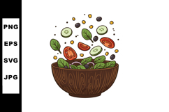 Fresh vegetable salad with tomatoes cucumber and spinach in Product Image 1