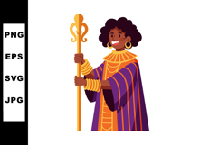 African woman in traditional royal clothing holding a golden Product Image 1