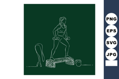 Woman exercising with dumbbells on step platform fitness wor Product Image 1