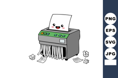Cute paper shredder machine with smiling face and shredded p Product Image 1