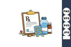 Prescription Medication Clipboard with Pills Bottles and Bli Product Image 1