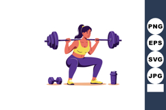 Woman weightlifting with barbell in yellow sportswear perfor Product Image 1