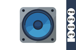 Blue Speaker Vector Illustration with Square Frame and Shado Product Image 1