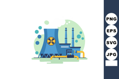 Nuclear power plant with cooling tower and chimneys energy i Product Image 1