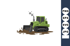 Green crawler tractor excavator digging earth soil vector il Product Image 1