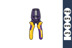 Wire Stripper and Crimping Tool with Yellow and Purple Handl Product Image 1