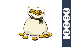 Money bag filled with golden coins illustration for finance Product Image 1