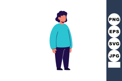 Standing person casual outfit vector illustration with blue Product Image 1