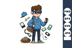 Young male gamer using virtual reality headset with handheld Product Image 1