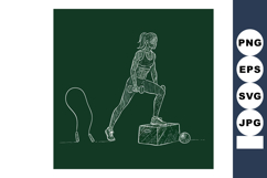 Woman performing step-up exercise with dumbbells and jump ro Product Image 1