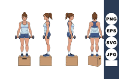 Woman performing step-up exercise with dumbbells in fitness Product Image 1