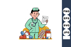 Medical nurse holding prescription with pills and medicine b Product Image 1