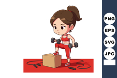 Woman Doing Step Exercise with Dumbbells and Jump Rope Fitne Product Image 1