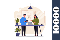 Two coworkers collaborating in modern office environment wit Product Image 1