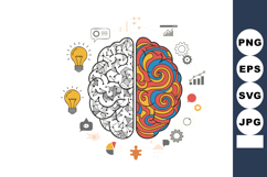 Human brain with creative colorful right side and analytical Product Image 1