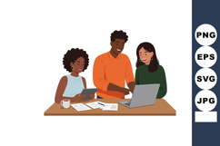 Diverse young adults collaborating on laptop and tablet in c Product Image 1