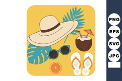 Summer beach accessories with hat sunglasses flip flops coco Product Image 1
