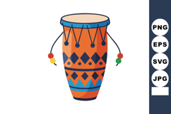 African djembe drum with colorful geometric pattern vector i Product Image 1