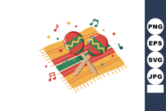 Maracas musical instrument with colorful stripes on textile Product Image 1