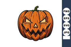 Halloween pumpkin jack o lantern with carved scary face oran Product Image 1