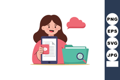 Woman holding smartphone with document and file folder with Product Image 1