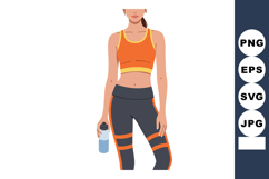 Woman in orange sportswear holding water bottle fitness acti Product Image 1