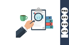 Business Analysis with Magnifying Glass on Clipboard and Off Product Image 1