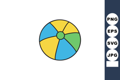 Colorful striped beach ball vector illustration with blue ye Product Image 1