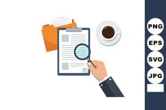 Hand Holding Magnifying Glass Over Document Clipboard with C Product Image 1