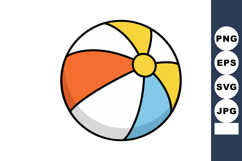 Colorful beach ball vector illustration with orange yellow b Product Image 1