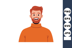Red Haired Smiling Man Wearing Orange Sweater Vector Illustr Product Image 1
