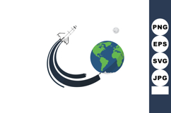 Space rocket launching from Earth orbit with moon in backgro Product Image 1