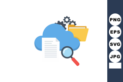 Cloud storage data analysis with magnifying glass and file f Product Image 1