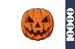 Halloween pumpkin jack o lantern with carved scary face oran Product Image 1