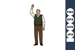 Elderly man waving hand in casual clothing vector illustrati Product Image 1