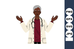 Senior male doctor with glasses wearing white coat and steth Product Image 1