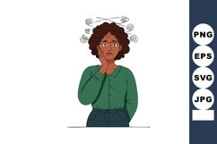 Woman Feeling Dizziness and Confusion with Swirling Lines Ab Product Image 1