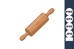 Wooden rolling pin kitchen tool for baking and cooking vecto Product Image 1